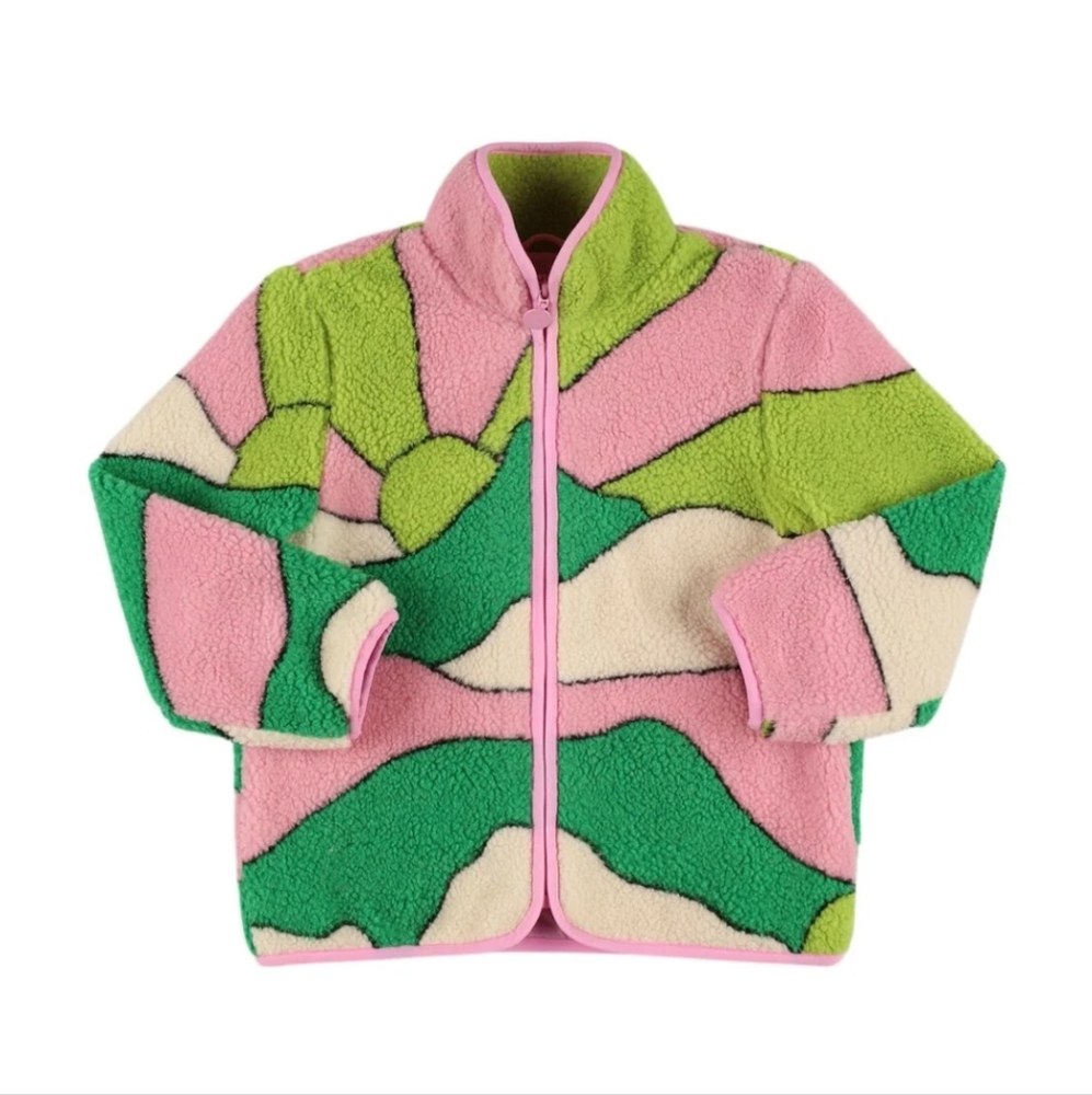 NWT Stella McCartney Kids Desert Landscape Teddy Fleece Jacket, Size 12